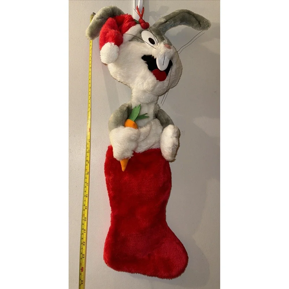 Vtg Bugs Bunny Plush Christmas Stocking Santa Hat Carrot Warner Bro 1990 24